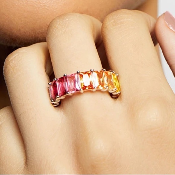 Rainbow Coloured Band Ring - Picture 2 of 2